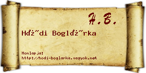 Hódi Boglárka névjegykártya